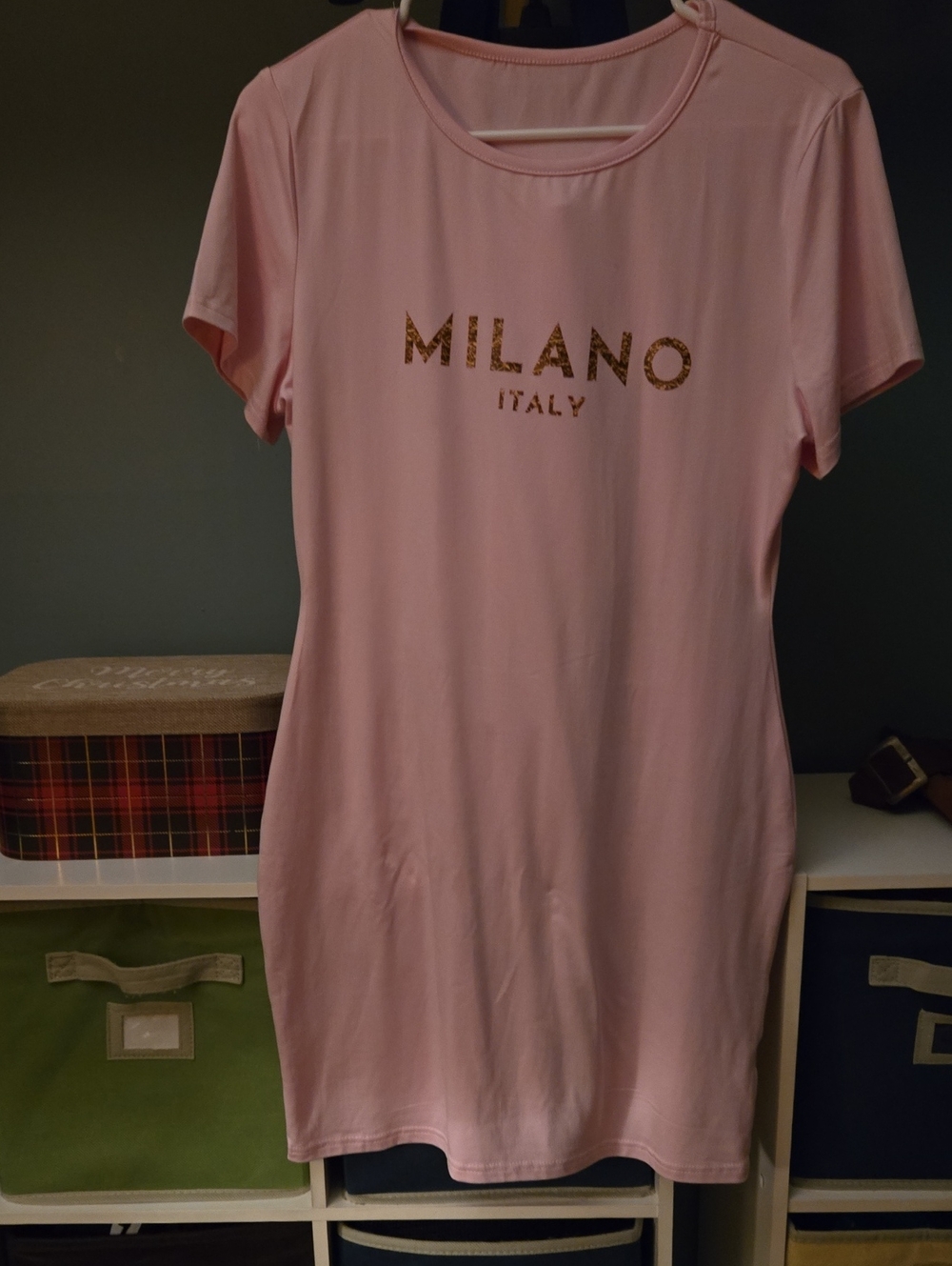 Milano Pink Tee Dress with Gold Logo